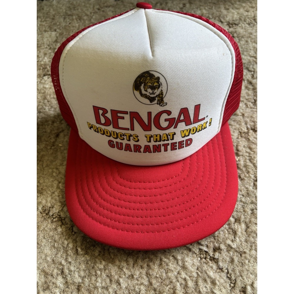 Vintage Bengal Chemical Roach Spray Trucker Hat Snapback Mesh Cap Promo Red